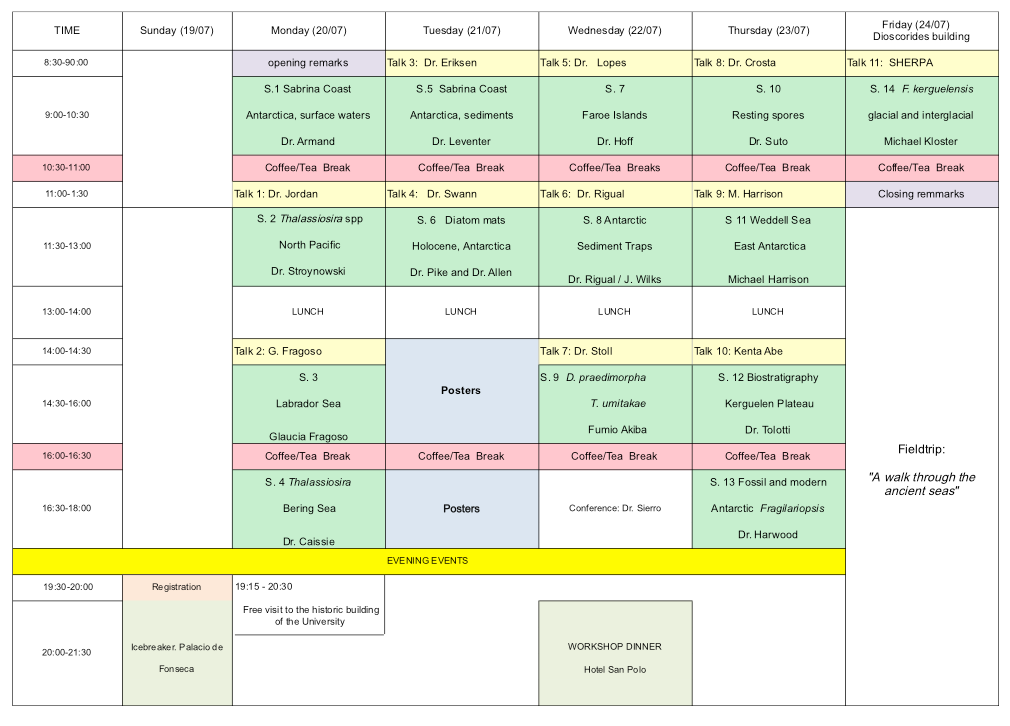 2015 Salamanca schedule